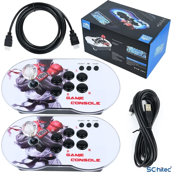 ScHitec 4K Arcade Oyun Konsolu Pandora 10000 Retro Oyunlu 2 Oyuncu Joystick