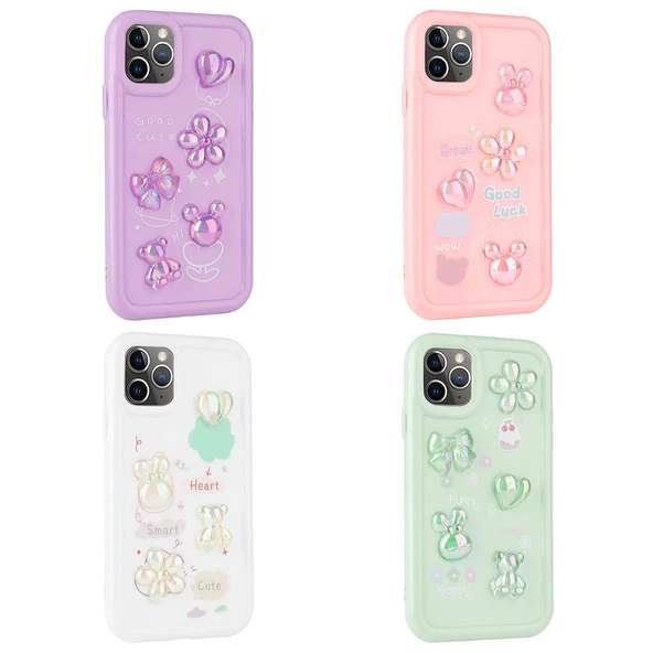 Apple iPhone 11 Pro Max Kılıf Kabartma Figürlü Parlak Zore Toys Silikon Kapak - 2