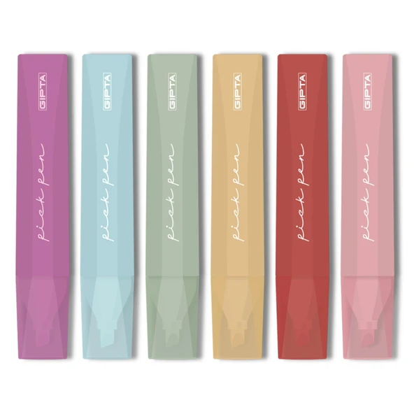 Gıpta Pickpen Kesik Uç Fosforlu Kalem 6 lı Set
