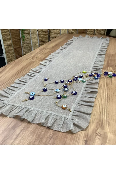 OYA home Fırfırlı Füme Ranır - 45*150 cm