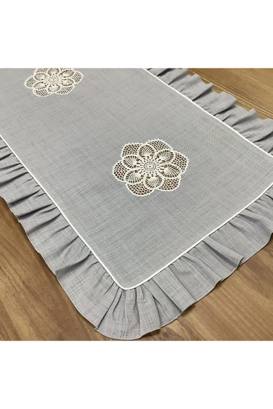 OYA home Dantelli Ranır Gri -45*150 cm