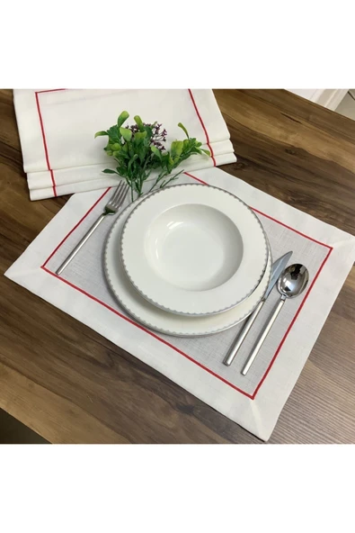 OYA home Kırmızı Tek Pikolu Amerıkan Servis Set -6 Lı