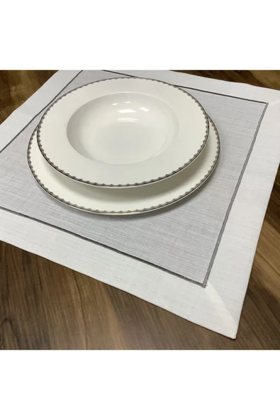 OYA home Gri Piko Dikişli Ranır (1)ve Peçete (4) Set - 5 Parça - Resim 5