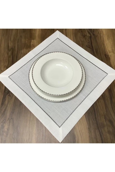 OYA home Gri Piko Dikişli Ranır (1)ve Peçete (4) Set - 5 Parça - Resim 4