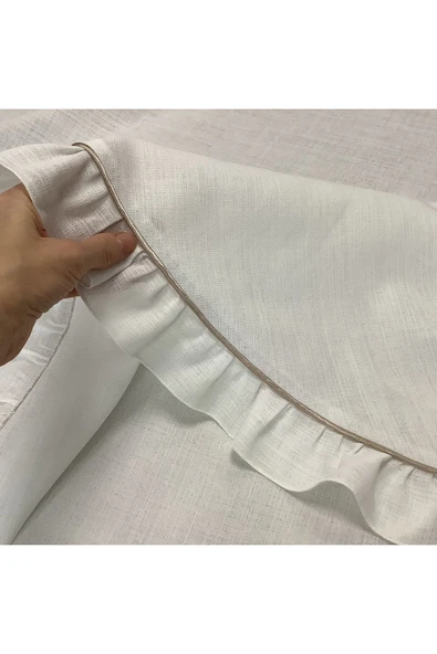 OYA home Bej Biyeli Oval Masa Örtüsü -100*200 cm