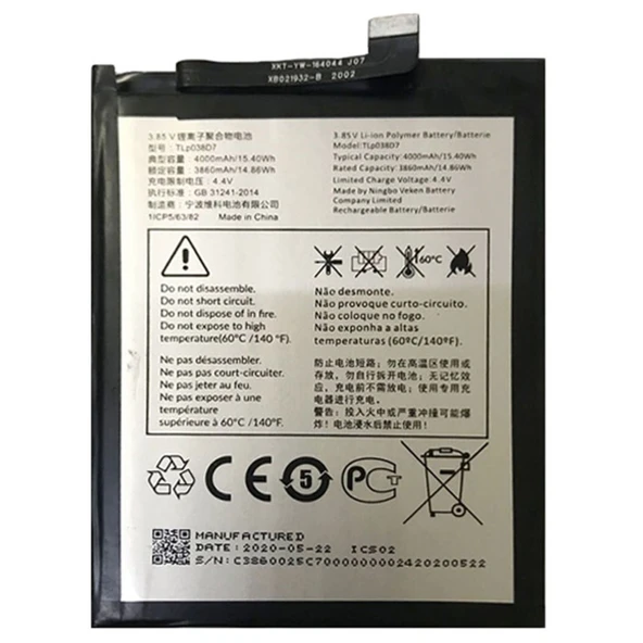 Alcatel Revvl 4 Plus 5062Z Pil Batarya TLp038D1 - Resim 2