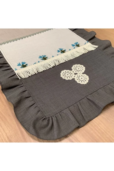 OYA home Patchwork & Fırfırlı & iğne Oyalı & El Dantelli Ranır -50*150 cm - Resim 2
