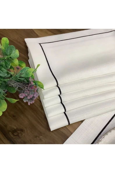 OYA home Siyah Piko Detaylı Amerikan Servis Set -6 Lı - Resim 2