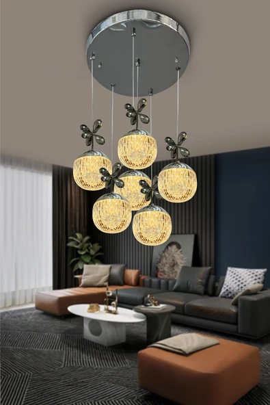 Alize Modern Sarkıt Cam Toplu Led Avize - 5