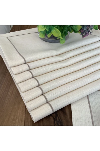 OYA home Bej Piko Detaylı Amerıkan Servis Set - 6 Lı - 2