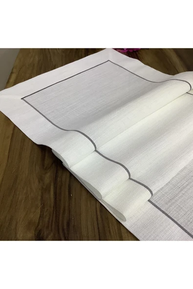 OYA home Gri Piko Dikişli Kırık Beyaz Zeminli Ranır -40*145 Cm