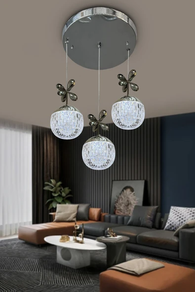 Alize Modern Sarkıt Cam Toplu Led Avize