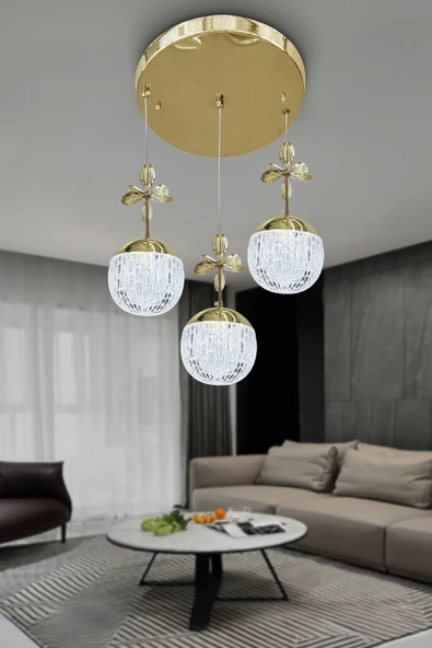 Alize Modern Sarkıt Cam Toplu Led Avize - 4