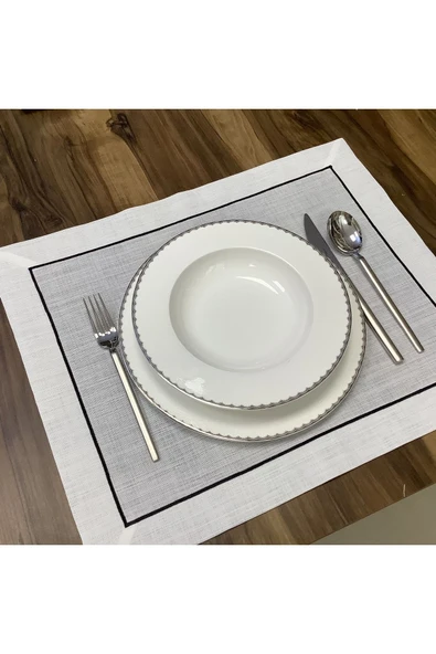 OYA home Siyah Piko Detaylı Amerikan Servis Set -6 Lı - Resim 6