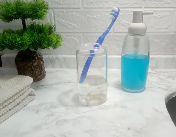 SIVI SABUNLUK DİŞ FIRÇALIK 2 Lİ BANYO SETİ BEYAZ  İNCİ - Resim 2