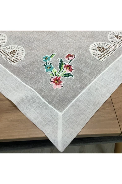 OYA home Dantelli & Kaneviçeli Kare Örtü - 100 *100  cm - 5