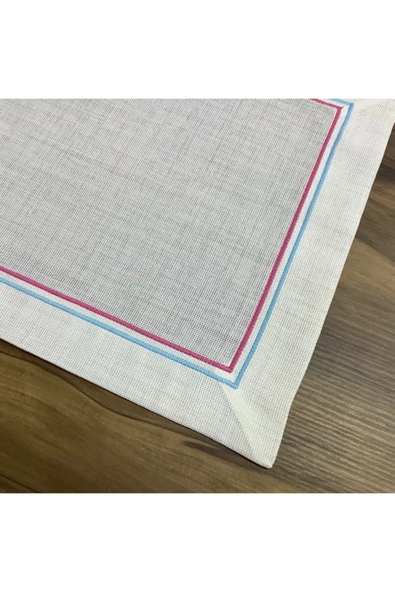 OYA home Pembe & Mavi Piko Dikişli Amerıkan Servis -6 Lı Set - Resim 4