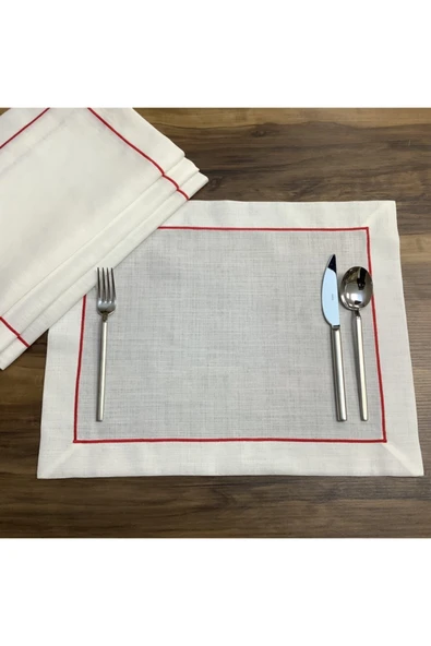 OYA home Kırmızı Tek Pikolu Amerıkan Servis Set -6 Lı - Resim 4