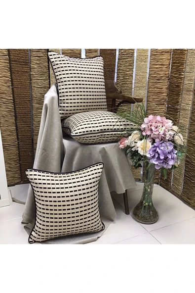 OYA home Siyah Jakar Desenli Kırlent - 4
