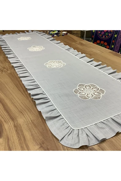 OYA home Dantelli Ranır Gri -45*150 cm - 5