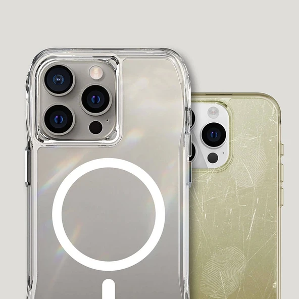 Apple iPhone 15 Pro Max Kılıf M-safe Şarj Özellikli Airbagli Şeffaf Zore İncek Kapak - 9