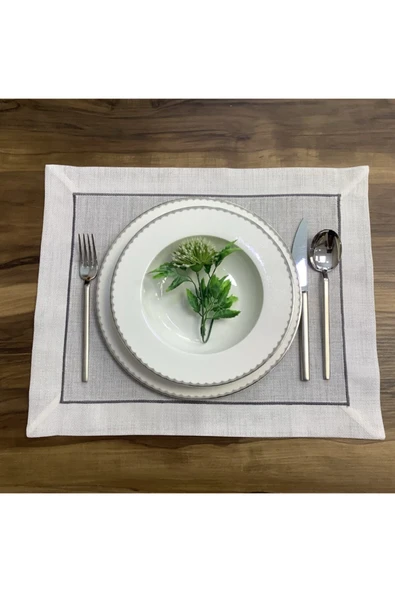 OYA home Gri Piko Dikişli Amerıkan Servis Set - 6 Lü - 2