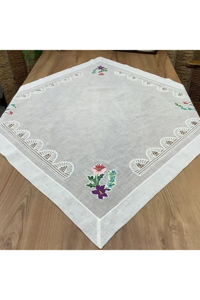 OYA home Dantelli & Kaneviçeli Kare Örtü - 100 *100  cm - 6