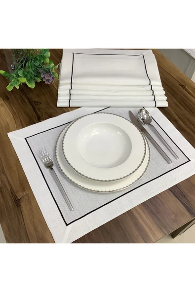 OYA home Siyah Piko Detaylı Amerikan Servis Set -6 Lı