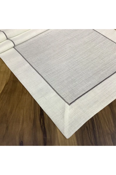 OYA home Gri Piko Dikişli Ranır (1)ve Peçete (4) Set - 5 Parça - Resim 3