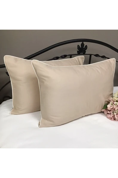 OYA home Biyeli Yastık -2 Li - Bej Zemin & Beyaz Biye - 2