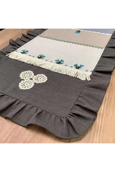 OYA home Patchwork & Fırfırlı & iğne Oyalı & El Dantelli Ranır -50*150 cm - Resim 6