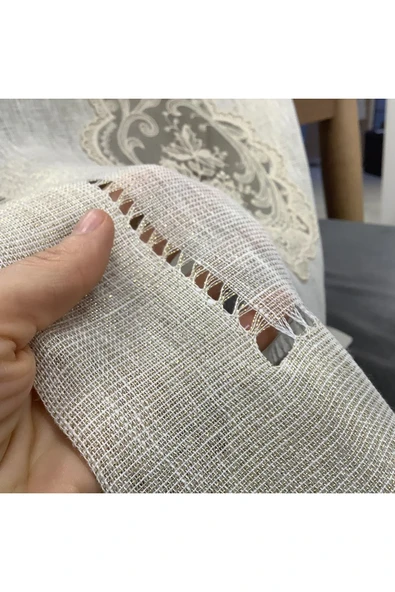 OYA home Gold Simli Keten & El Ajurlu Dantelli Ranır - 45*150 cm - 5