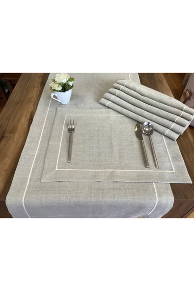 OYA home Taş Rengi Ranırlı Amerikan Servis Seti .(7 PARCA) ürün görseli