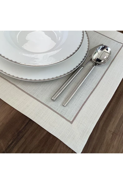 OYA home Bej Piko Detaylı Amerıkan Servis Set - 6 Lı - 4