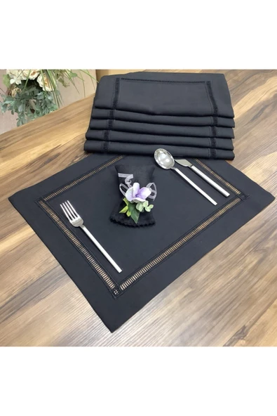 OYA home Kolberli Amerıkan Servis Set - Siyah -8li - Resim 2