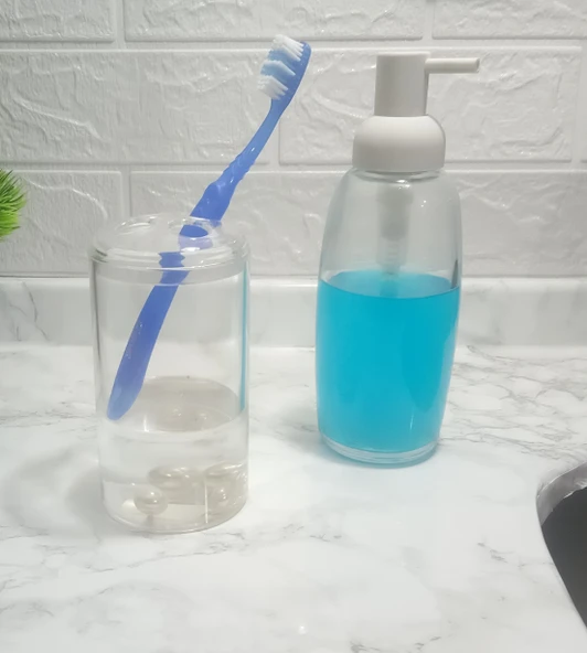 SIVI SABUNLUK DİŞ FIRÇALIK 2 Lİ BANYO SETİ BEYAZ  İNCİ