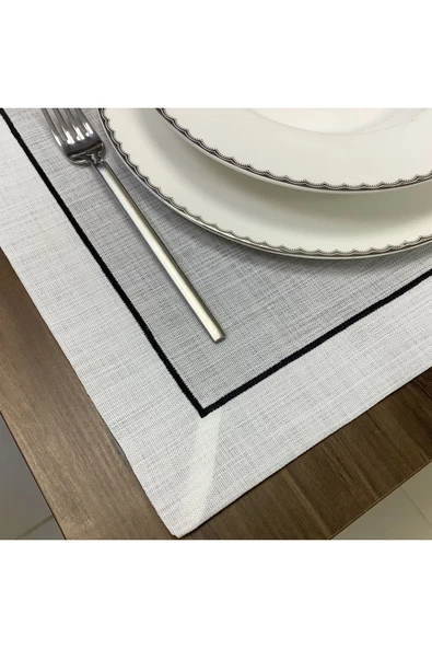 OYA home Siyah Piko Detaylı Amerikan Servis Set -6 Lı - Resim 5