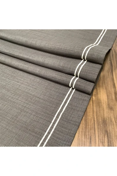 OYA home Koyu Gri & Kırık Beyaz Çift Dikişli Ranır -45*150 Cm - 2