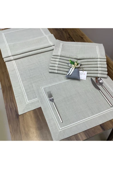 OYA home Taş Rengi Çift Pikolu Amerikan Servis (6) & Ranır (1) Set - Toplam 7 Parça - Resim 2