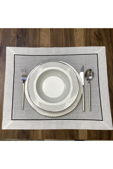 OYA home Siyah Piko Detaylı Amerikan Servis Set -6 Lı - Resim 4