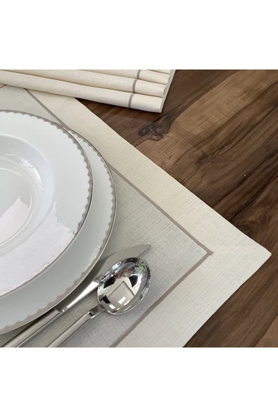 OYA home Bej Piko Detaylı Amerıkan Servis Set - 8 Lı - Resim 4