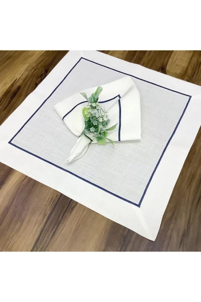 OYA home Mavi Piko Dikiş Detaylı Masa Örtüsü (1) & Peçete(8) Set -toplam 9 Parca - 3