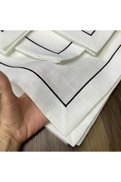 OYA home Siyah Piko Detaylı Masa Örtüsü(1) & Peçete (8) Takımı-9 Parça - 3