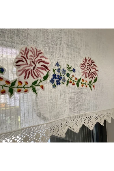 OYA home Kaneviçeli Aplikeli Perde -90*200 cm