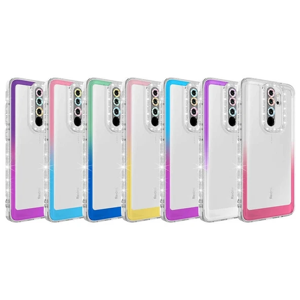Xiaomi Redmi Note 8 Pro Kılıf Simli ve Renk Geçiş Tasarımlı Lens Korumalı Zore Park Kapak - 2