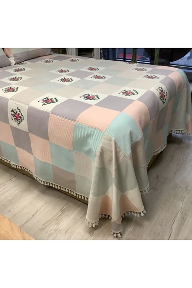 OYA home Patchwork Kaneviçeli Yatak Örtüsü -3 parça - 2