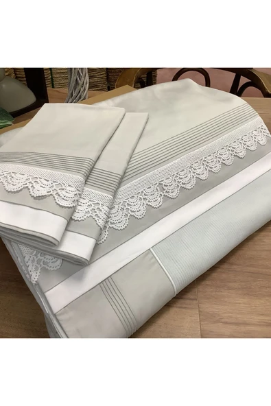 OYA home Dantelli Pamuklu Pike Takımı - Çağla Yeşili - 6 parça