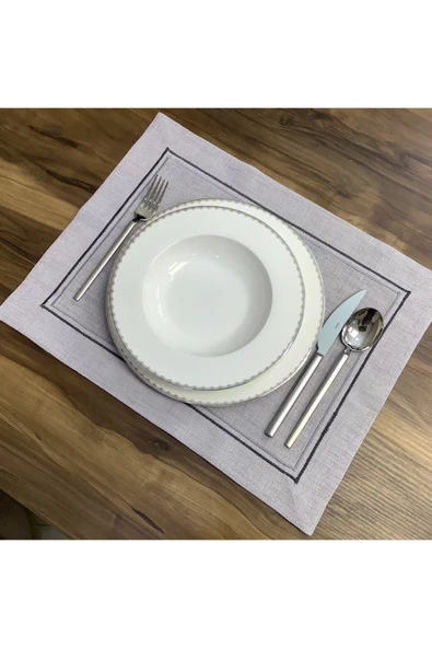 OYA home Çift Sıra Pikolu Amerıkan Servis Set - Gri -8 Li - Resim 2