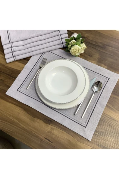OYA home Çift Sıra Pikolu Amerıkan Servis Set - Gri -8 Li ürün görseli