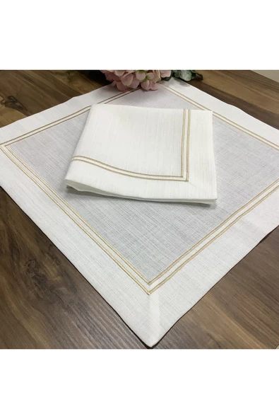 OYA home Altın Simli Çift Pikolu Masa Örtüsü(1) & Ranır(1) & Peçete ( 8 ) Set - 10 Parca - 7